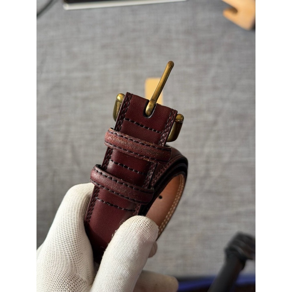 Hand Antiqued Italian Calfskin Leather Dress Belt in Mahogany